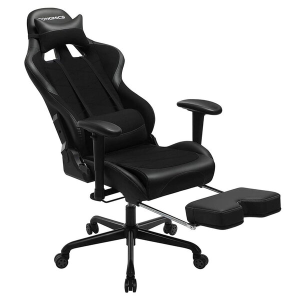 Fauteuil gamer bureau – accoudoir + repose-pied